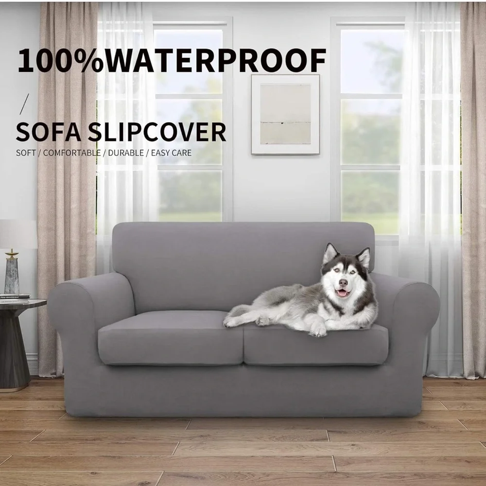 100% Dual Waterproof Loveseat Cover Stretch Soft Cover for Dogs,‎ Sofa Slipcover